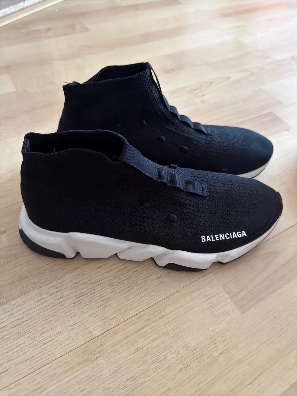 Balenciaga Black and White Speed Trainer Sock Sneakers